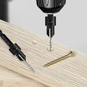 7 Pcs M2 Countersink Drill Bit Set, 3in1 Wood Pilot Countersink Drill Bits for #4#6#8#10#12 Screws Holes, with Adjustable Depth Stop,Quick Release Hex Shank, 2-Allen Wrench