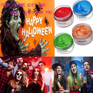 Temporary Hair Color Dye for Girls Kids, Hair Wax Color Girl Toys Gifts for Age 4 5 6 7 8 9 Birthday,Party, Cosplay DIY, Children's Day, Halloween, Christmas (4Colores- Red Blue Purple Green)