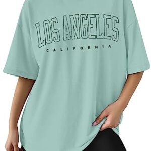 Avanova Women's Los Angeles Print Short Sleeve Oversized Tee Casual Loose T Shirt A Green X-Large