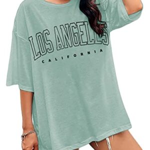 Avanova Women's Los Angeles Print Short Sleeve Oversized Tee Casual Loose T Shirt A Green X-Large