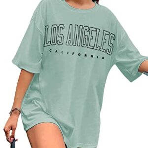 Avanova Women's Los Angeles Print Short Sleeve Oversized Tee Casual Loose T Shirt A Green X-Large