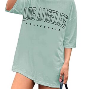 Avanova Women's Los Angeles Print Short Sleeve Oversized Tee Casual Loose T Shirt A Green X-Large