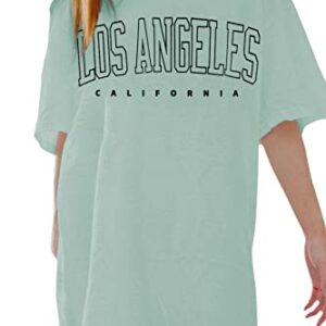 Avanova Women's Los Angeles Print Short Sleeve Oversized Tee Casual Loose T Shirt A Green X-Large