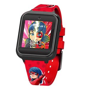 accutime miraculous ladybug kids red educational learning touchscreen smart watch toy for girls, boys, toddlers - selfie cam, learning games, alarm, calculator, pedometer & more (model: mrc4010az)