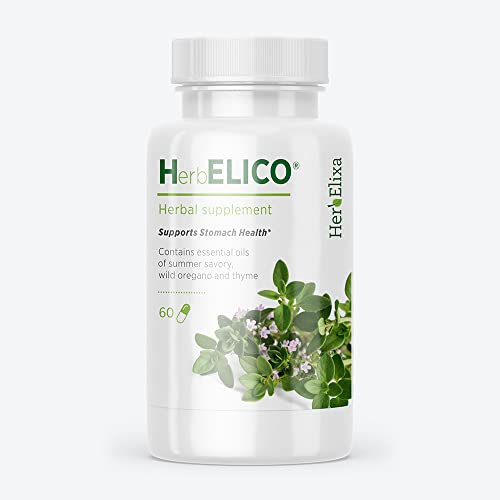 HerbELICO® - Herbal Supplement Cleanse & Protect The Stomach, Blend of Essential Oils from Summer Savory, Wild Oregano and Thyme, Non-GMO & Gluten Free, 60 Capsules