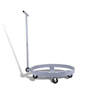 wefrib 55 gallon drum dolly 1000 pound drum cart multi purpos barrel dolly cart with ajustable handle steel frame dolly with 4 swivel casters wheel non tipping hand truck capacity dollies(grey)