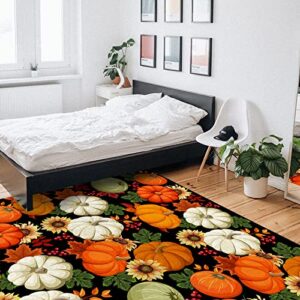 Pumpkin Area Rug Door Mat Fall Thanksgiving Harvest Season Indoor Floor Carpet for Living Room Bedroom Home Decor Modern Contemporary Rug, 4'x6'