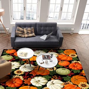 Pumpkin Area Rug Door Mat Fall Thanksgiving Harvest Season Indoor Floor Carpet for Living Room Bedroom Home Decor Modern Contemporary Rug, 4'x6'