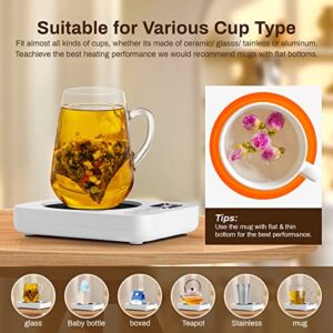 Misby Mug Warmer, Upgrade Coffee Warmer for Desk with 3 Temperature Settings, Fast Heating Cup Warmer 12H Timer, 4H Auto Shut Off, Gravity Sensor, Keep Best Temp for Tea,Beverage,Milk,White