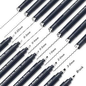 aechy calligraphy curve pens for hand lettering, dual tip pens with 4 different curve shapes, 8 size dual calligraphy brush pen set for lettering drawing scrapbook art supplies
