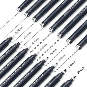 AECHY Calligraphy Curve Pens for Hand Lettering, Dual Tip Pens with 4 Different Curve Shapes, 8 Size Dual Calligraphy Brush Pen Set for Lettering Drawing Scrapbook Art Supplies