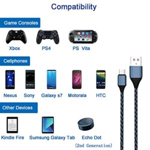 Charger Cable for PS4 Controller 2Pack 15ft Extra Durable Nylon Braided Micro USB Fast Charging Cord Compatible with Playstation 4,Xbox One S/X Controller,Samsung Galaxy S7 S6,J7 J3 Note 5 4 and More