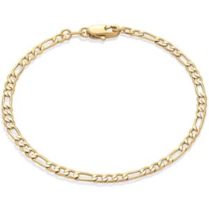 amazon essentials 14k gold plated figaro chain bracelet 7.5", yellow gold