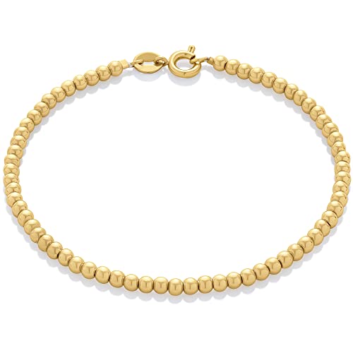 Amazon Essentials 14K Gold Plated Small Ball Chain Bracelet 7.5", Yellow Gold