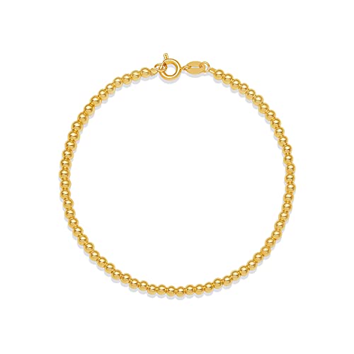 Amazon Essentials 14K Gold Plated Small Ball Chain Bracelet 7.5", Yellow Gold