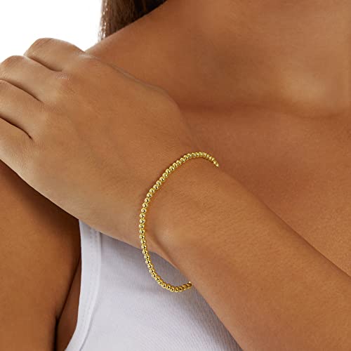 Amazon Essentials 14K Gold Plated Small Ball Chain Bracelet 7.5", Yellow Gold