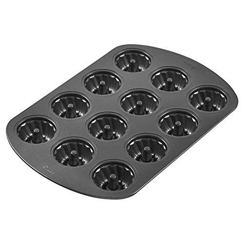 Wilton Non-Stick Mini Fluted Tube Pan, 12-Cavity, Steel, Multi-Cavity Mini Cake Pan, Black & Perfect Results Premium Non-Stick 9-Inch Fluted Tube Pan