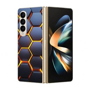 mightyskins skin compatible with samsung galaxy z fold 4 - lava hex | protective, durable, and unique vinyl decal wrap cover | easy to apply, remove, and change styles | made in the usa