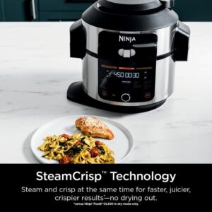 Ninja OL500 Foodi 6.5-qt. Pressure Cooker Steam Fryer with SmartLid, 13-in-1 that Air Fries, Bakes & More, with 2-Layer Capacity, Crisp Basket, Silver/Black (Renewed)