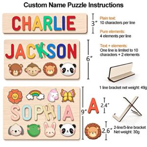 BeneCharm Name Puzzle for Kids Personalized, First Birthday Gifts for Boys Girls - Name Puzzles for Toddlers 1-3 with Engraved Text on Back, Personalized Baby Toys