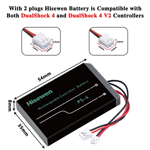 Hisewen 2 Pack 2000mAh PS4 PS4Pro Controller Battery Replacement for Sony Playstation 4 Dualshock 4 V1 V2 Controller CUH-ZCT2 CUH-ZCT2E CUH-ZCT1E CUH-ZCT1U