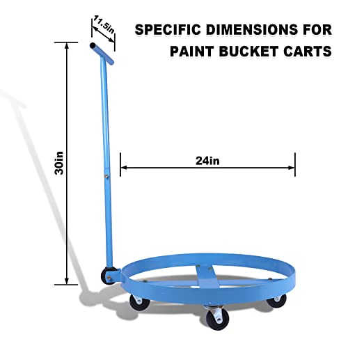 yue 55 Gallon Heavy Duty Steel Drum Dolly with 4 Swivel Caster and Handle, Rolling Bucket Dolly Hand Truck for Paint Bucket for Workshops, Factories, Warehouses (Blue) (YQTC-Blue)