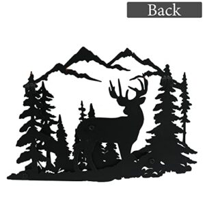 Metal Wall Decor, 2PCS Deer Metal Wall Art Decor, 3D Forest Deer Wall Decor, Metal Mountain Wall Art, Deer in The Forest Rustic Wall Decoration Hanging for Living Room Bedroom Bathroom Indoor Outdoor