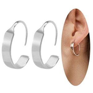 handmade 925 sterling silver huggie half hoop earrings, hypoallergenic minimalist cartilage piercing earrings for women girls