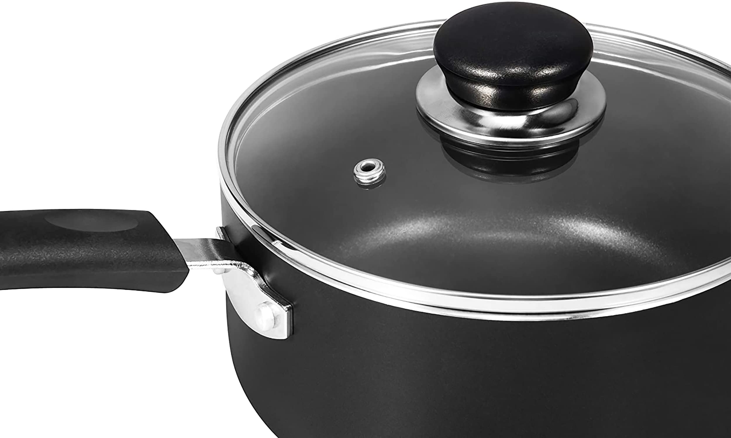 Utopia Kitchen 1 Quart Nonstick Saucepan with Glass Lid - Multipurpose Use for Home Kitchen or Restaurant (Grey)