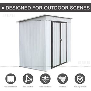 WTRAVEL 6 x 4 FT Outdoor Storage Shed Steel Tool Storage Shed with Lock Metal Garden Shed for Backyard, Patio, Lawn (6 x 4 FT, White)