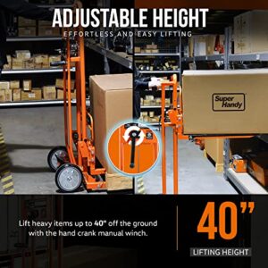 SuperHandy Material Lift Winch Stacker, Pallet Truck Dolly, Lift Table, Fork Lift, 330 Lbs 40" Max Lift w/ 8" Wheels, Swivel Casters [Patent Pending]