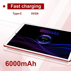 AOYODKG 2 in 1 Tablet 10 in, Android 11 Tablet Computer with Keyboard Bundle, 4GB+64GB, 5G & 2.4G WiFi Tablets PC, Dual Camera, 6000mAh, Mouse, Stylus (DGO-Red)