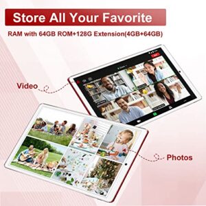 AOYODKG 2 in 1 Tablet 10 in, Android 11 Tablet Computer with Keyboard Bundle, 4GB+64GB, 5G & 2.4G WiFi Tablets PC, Dual Camera, 6000mAh, Mouse, Stylus (DGO-Red)