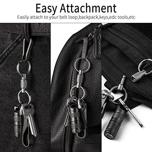 FEGVE Titanium Quick Release Swivel Keychain, Pull Apart Detachable Keychain Heavy Duty Car Key Holder with 4 Stainless Steel Key Rings