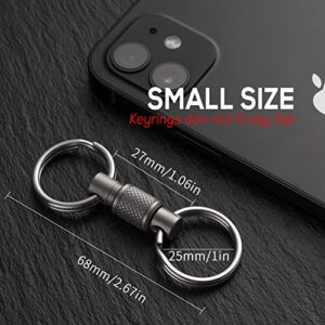 FEGVE Titanium Quick Release Swivel Keychain, Pull Apart Detachable Keychain Heavy Duty Car Key Holder with 4 Stainless Steel Key Rings