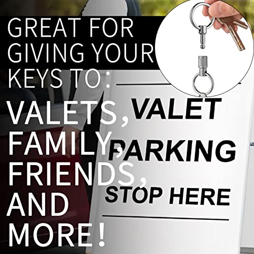 FEGVE Titanium Quick Release Swivel Keychain, Pull Apart Detachable Keychain Heavy Duty Car Key Holder with 4 Stainless Steel Key Rings