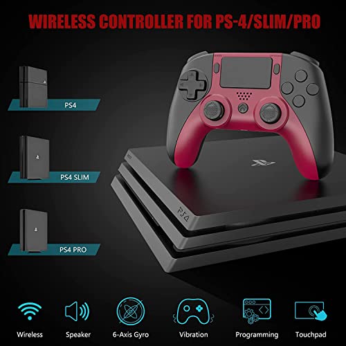 KENNEAS Wireless Pro Controller Compatible with Playstation 4/PS4 Pro/PS4 Slim, Immersive Vibration/6-axis Sensor/Precision Touchpad/600mAh battery/Programmable Back Button, 2023-Newest Gamepad