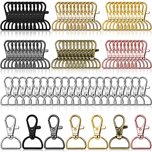 Swivel Clasp Hooks, Anezus 80Pcs Key Chain Clip Hooks, D Ring Clip Lanyard Hardware for Keychain Making, Lanyard Making, Purse Hardware, DIY Craft (3/4” Inside Width)