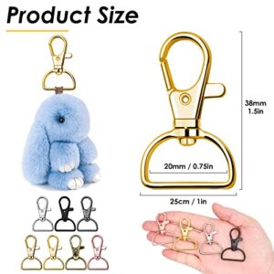 Swivel Clasp Hooks, Anezus 80Pcs Key Chain Clip Hooks, D Ring Clip Lanyard Hardware for Keychain Making, Lanyard Making, Purse Hardware, DIY Craft (3/4” Inside Width)