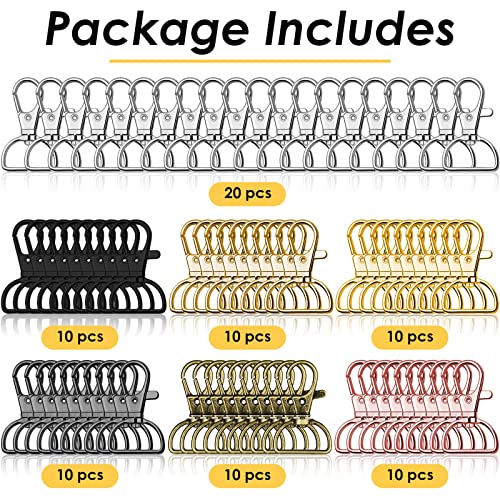 Swivel Clasp Hooks, Anezus 80Pcs Key Chain Clip Hooks, D Ring Clip Lanyard Hardware for Keychain Making, Lanyard Making, Purse Hardware, DIY Craft (3/4” Inside Width)