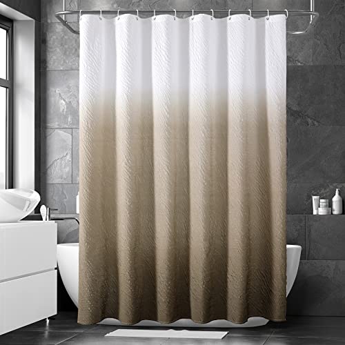 Muuyi Shower Curtain, Brown Shower Curtain, Shower Curtains for Bathroom, Waterproof Shower Curtains with 12 Hooks 72 x 72 Inches