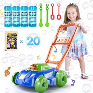 temi bubble lawn mower for toddlers 3 4 5 6 7 8, push toys for kids, bubble machine, summer outdoor backyard gardening toys, outside toys for toddlers, christmas, easter birthday gifts
