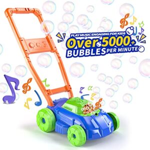 TEMI Bubble Lawn Mower for Toddlers 3 4 5 6 7 8, Push Toys for Kids, Bubble Machine, Summer Outdoor Backyard Gardening Toys, Outside Toys for Toddlers, Christmas, Easter Birthday Gifts