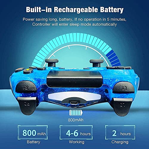 Kujian Controller for PS4 2 Pack Wireless Controller for Playstaion 4/Slim/Pro with Double Shock Gamepads Remote for PS4, Motion Sensor, Gaming Controller with 2 USB Charging Cord (Skull+Galaxy)