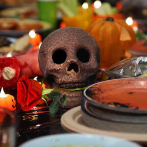 LAZY TIGER Halloween Fire Pit Skull Ceramic Props,Reusable Fireproof Skull Fire Pit, Halloween Decor for Fire Pit ,Fireplace, Gas, Halloween Horror Skull Decorations (1PCS)