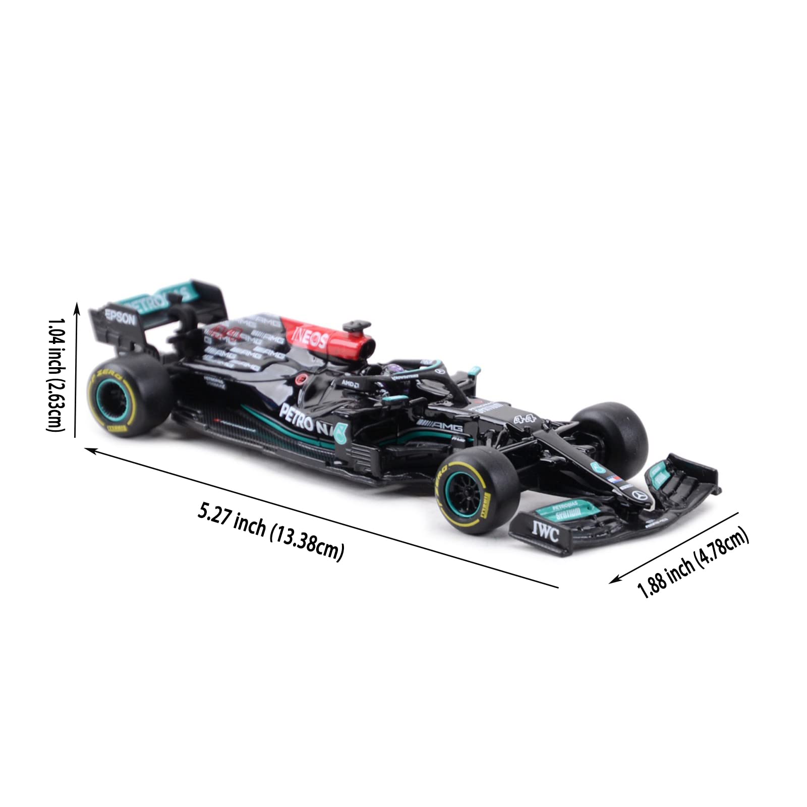 HTLNUZD 1:43 Bburago 2021Racing F1W12#44 Lewis Hamilton 1/43 Static Simulation Diecast Alloy F1 Formula Car Model (Hardcover Version)