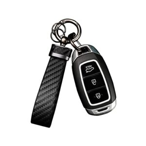 turcee carbon fiber car keychain,interior accessories keychains leather car key fob,car accessories key ring&anti-lost d-ring(black)