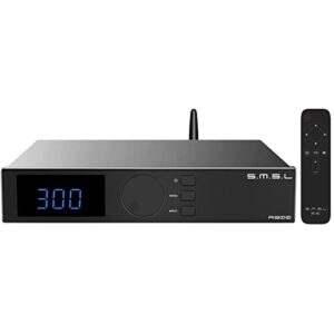 s.m.s.l a300 hifi power amplifier, bluetooth 5.0 2.1 165w x 2 thd+n 0.004% class d integrated amp sdb sound effects hi-res audio receiver w/remote control
