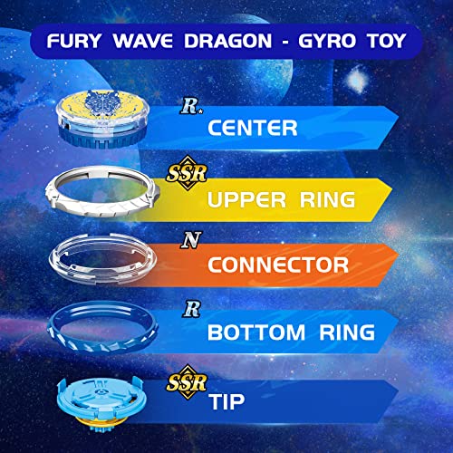 Infinity Nado Battling Top Burst Gyro Toy, Spinning Top w/Sword Launcher, Battle Game Set Toys for 5 6 7 8 9 10 Years Old Boys Girls, Gifts for Boys Girls Kids - Fury Wave Dragon