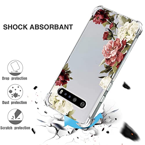 Zoeirc Case for LG V60 ThinQ 5G Case/LG V60/LM-V600 Clear Case for Girls Women, Soft TPU Shockproof Protective Transparent Case Cover for LG V60 (Blossom Flower)